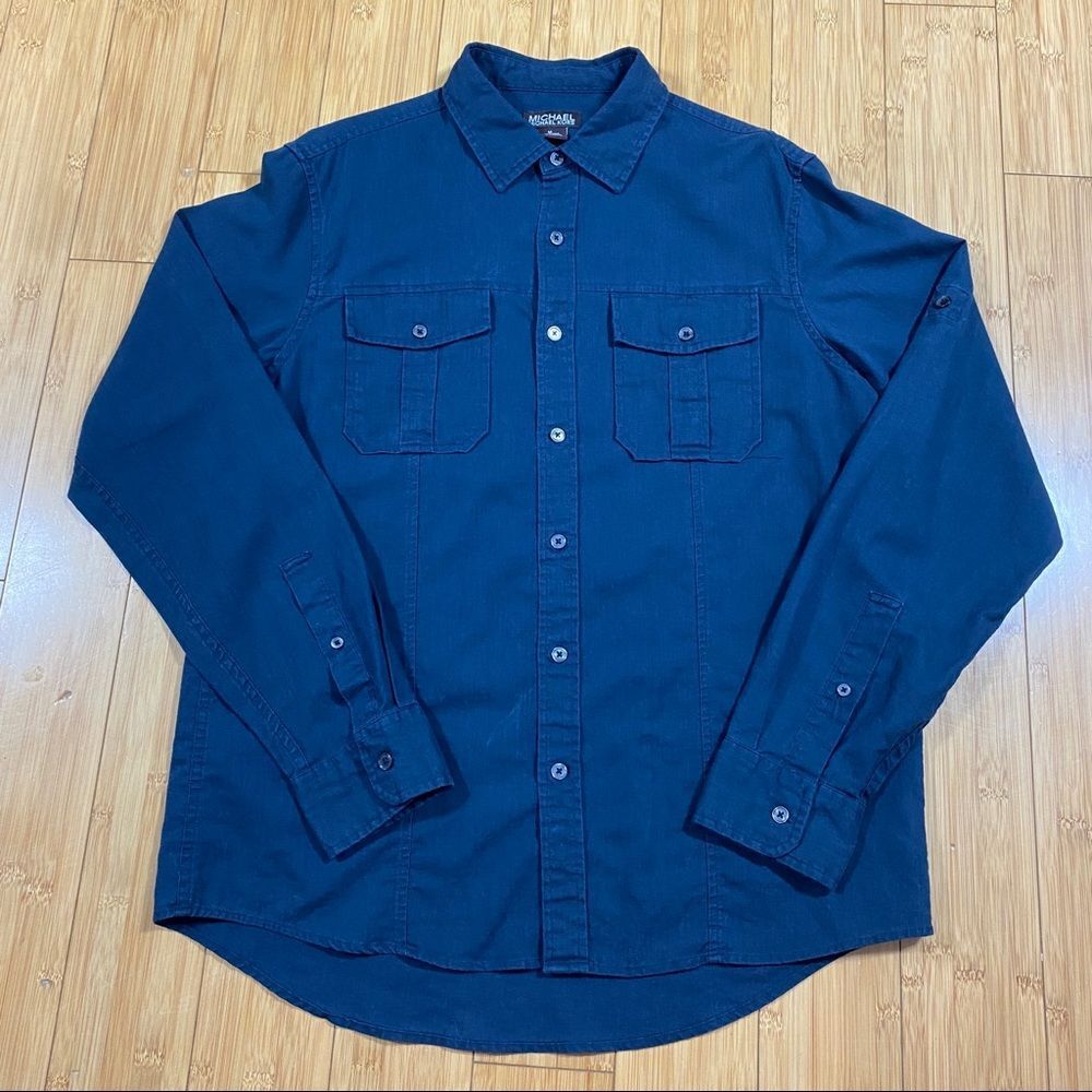 Michael Kors Men's Medium Dress Shirt - Distressed Navy